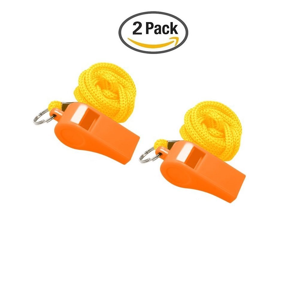 Golvery Coaches Referee Whistle with Lanyard, Orange Plastic Whistles for School Sports, Soccer, Football, Basketball and Lifeguard, Survival Emergency Dog Training
