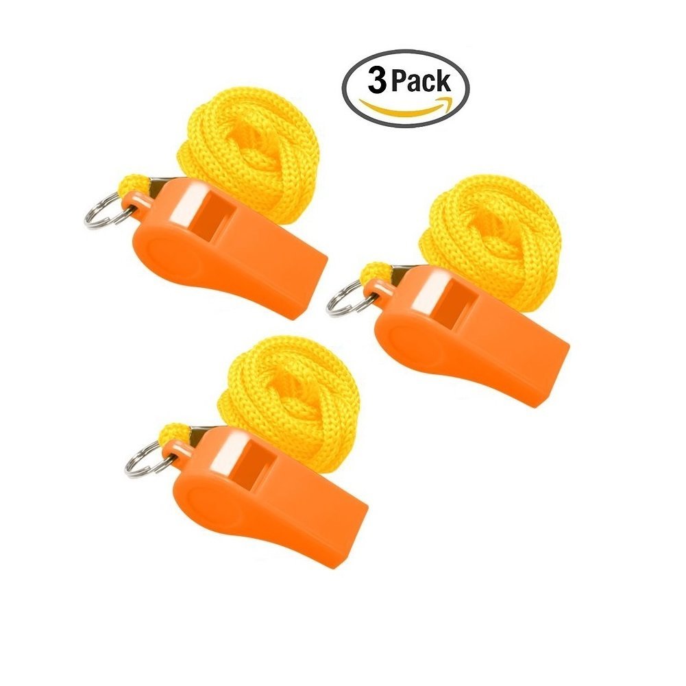 Golvery Coaches Referee Whistle with Lanyard, Orange Plastic Whistles for School Sports, Soccer, Football, Basketball and Lifeguard, Survival Emergency Dog Training