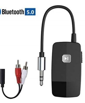 Golvery Bluetooth V5.0 Audio Receiver for Speakers with AUX RCA ports, Portable Wireless Car Kit, Supports A2dp Stereo Music Streaming, Pair 2 at Once