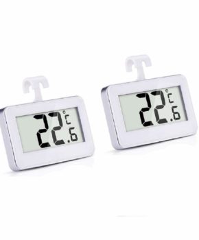 Golvery Mini Refrigerator Thermometer – Digital Waterproof Freezer Room Thermometer with Multi-purpose Hook for Home Restaurants Bars Cafes – Indoor & outdoor with Easy to Read LCD Display - 2PCS