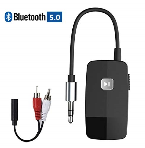 Plug & Play Golvery Long Range Bluetooth 5.0 Transmitter Receiver for TV with Audio Pass-Thru Feature AUX Optical Wireless Adapter for Home Stereo Supports AptX Low Latency/HD Dual Stream